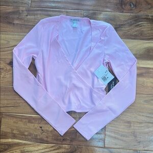 Forever 21 Pink Long Sleeve Wrap Top